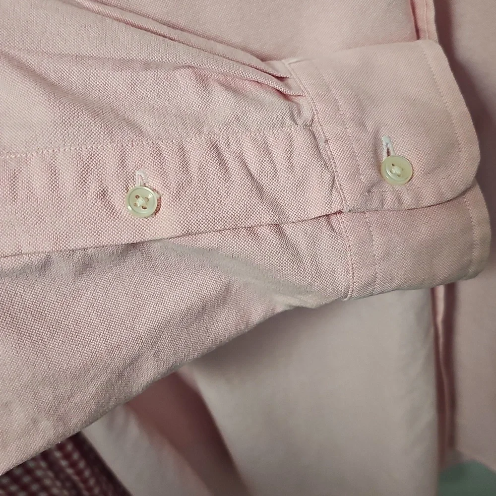 Vineyard Vines Men's Medium Red Check Plaid & Ralph Lauren Peach Button Down - Picture 12 of 16